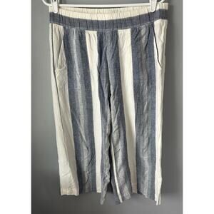 Cloth & Stone Linen Blend Wide leg Crop Pants Striped Size Medium